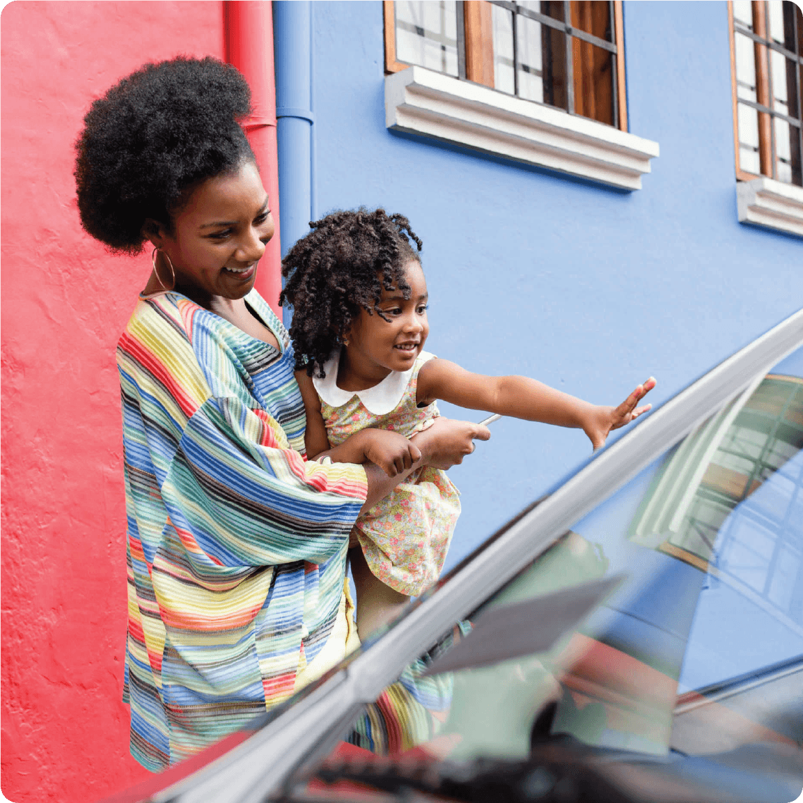 A mother and daughter ready for a ride
